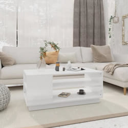 vidaXL Table basse blanc 102x55x43 cm bois d'ingénierie - TU