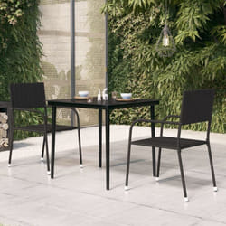 Vidaxl - Table à dîner de jardin Noir 80x80x74 cm Acier et verre