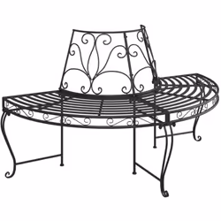 Enrichissez votre arbre préféré et créez un pavillon naturel d'ombrage avec ce banc demi-circulaire tour d'arbre en métal ! M ...