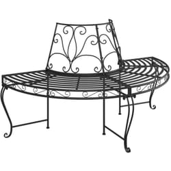 Vidaxl - Banc demi-circulaire tour d'arbre Ø160 cm Noir Acier