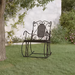 Profitez d'un moment de loisirs confortable avec votre famille dans votre espace extérieur sur ce banc à bascule en métal cla ...