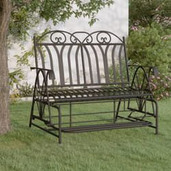 Banc coulissant 2 places 114 cm Noir Acier Vidaxl