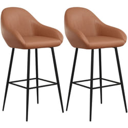 Tabourets De Bar Lot De 2 Marron Clair Similicuir Vidaxl