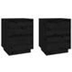 vidaXL Tables de chevet 2 pcs Noir 40x35x50 cm Bois de pin solide - TU