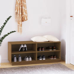vidaXL Armoire à chaussures Marron miel 110x34x45cm Bois de pin massif - TU