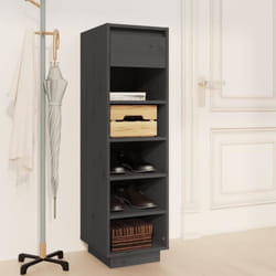 vidaXL Armoire à chaussures gris 30x34x105 cm bois de pin massif - TU
