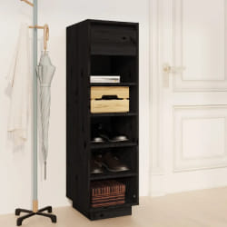 vidaXL Armoire à chaussures noir 30x34x105 cm bois de pin massif - TU