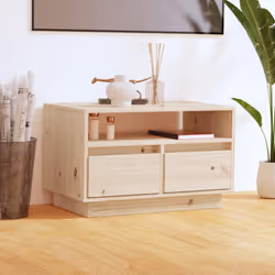 Ce meuble TV est destiné à être le point de mire de votre espace de vie. Fabriqué en bois de pin massif, ce buffet bas avec p ...