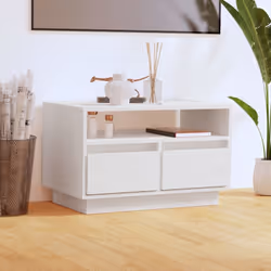Ce meuble TV est destiné à être le point de mire de votre espace de vie. Fabriqué en bois de pin massif, ce buffet bas avec p ...