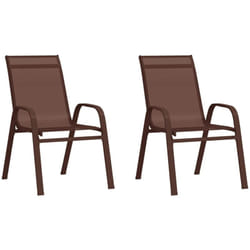 Vidaxl - Chaises empilables de jardin 2 pcs Marron Tissu textilène