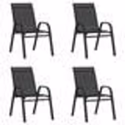 vidaXL Chaises empilables de jardin lot de 4 Noir Tissu textilène