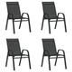 vidaXL Chaises empilables de jardin lot de 4 Noir Tissu textilène