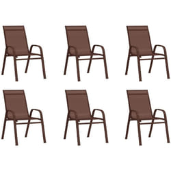 Vidaxl - Chaises empilables de jardin 6 pcs Marron Tissu textilène