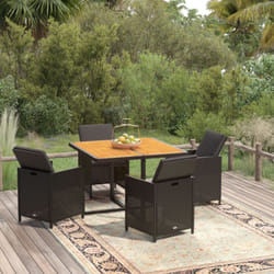 Vidaxl - Mobilier à dîner de jardin et coussins 5pcs Résine tressée Noir