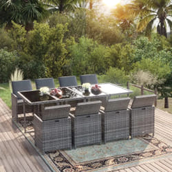 VidaXL Ensemble à Manger Jardin 9 Pcs Gris