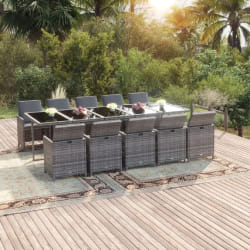 vidaXL Ensemble à manger de jardin 11 pcs - Gris