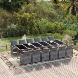 vidaXL Ensemble à dîner de jardin 13 pcs - Résine tressée Gris