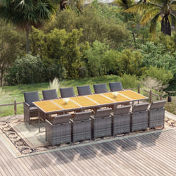 vidaXL Ensemble à dîner de jardin coussins 13 pcs Résine tressée Gris