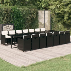 vidaXL Ensemble à manger de jardin 15 pièces Résine tressée Noir