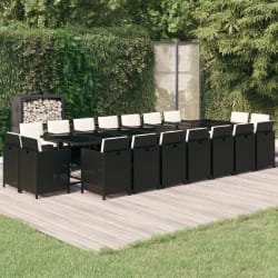 Ensemble à manger de jardin vidaXL 19 pcs - Résine tressée Noir