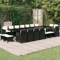 vidaXL Ensemble dîner jardin 19 pcs Noir