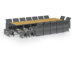 vidaXL Ensemble à dîner de jardin coussins 19 pcs Gris Résine tressée