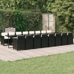 VidaXL Ensemble à manger de jardin 17 pcs - Noir rotin