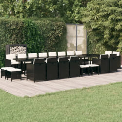 VidaXL Ensemble à manger de jardin 21pcs - Noir
