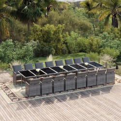vidaXL Ensemble à manger de jardin 17 pcs et coussins résine tressée