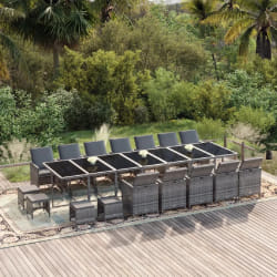 vidaXL Ensemble à dîner de jardin 21 pcs - Gris