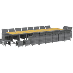 vidaXL Ensemble à dîner de jardin coussins 21 pcs Gris Résine tressée