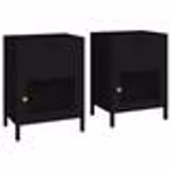 vidaXL Tables de chevet 2 pcs Noir 40x30x54,5 cm Acier et verre - TU