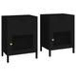 vidaXL Tables de chevet 2 pcs Noir 40x30x54,5 cm Acier et verre - TU