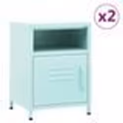 vidaXL Tables de chevet 2 pcs Vert menthe 35x35x51 cm Acier