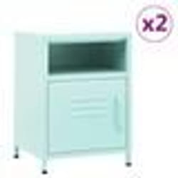 vidaXL Tables de chevet 2 pcs Vert menthe 35x35x51 cm Acier