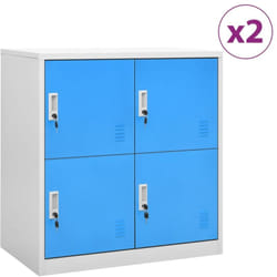 vidaXL Armoires à casiers 2 pcs Gris clair et bleu 90x45x92,5 cm Acier