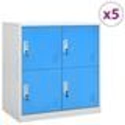 vidaXL Armoires à casiers 5 pcs Gris clair et bleu 90x45x92,5 cm Acier - TU