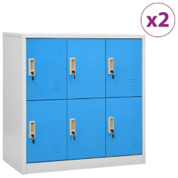 vidaXL Armoires à casiers 2 pcs Gris clair et bleu 90x45x92,5 cm Acier - TU