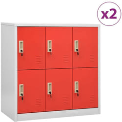 Armoires à casiers 2 pcs Gris clair et rouge 90x45x92,5cm Acier - Vidaxl