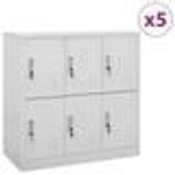 vidaXL Armoires à casiers 5 pcs Gris clair 90x45x92,5 cm Acier - TU