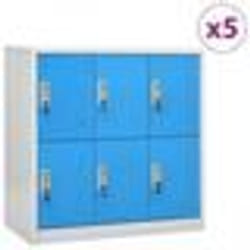 vidaXL Armoires à casiers 5 pcs Gris clair et bleu 90x45x92,5 cm Acier - TU