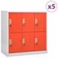 vidaXL Armoires à casiers 5 pcs Gris clair et rouge 90x45x92,5cm Acier - TU