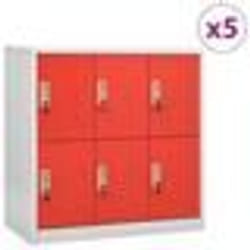 vidaXL Armoires à casiers 5 pcs Gris clair et rouge 90x45x92,5cm Acier - TU
