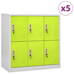 vidaXL Armoires à casiers 5 pcs Gris clair et vert 90x45x92,5 cm Acier - TU