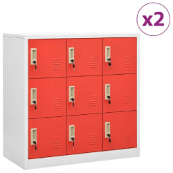 vidaXL Armoires à casiers 2 pcs Gris clair et rouge 90x45x92,5cm Acier - TU
