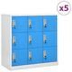 vidaXL Armoires à casiers 5 pcs Gris clair et bleu 90x45x92,5 cm Acier - TU
