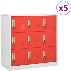 Vidaxl - Armoires à casiers 5 pcs Gris clair et rouge 90x45x92,5cm Acier