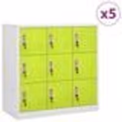 vidaXL Armoires à casiers 5 pcs Gris clair et vert 90x45x92,5 cm Acier - TU