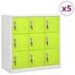 vidaXL Armoires à casiers 5 pcs Gris clair et vert 90x45x92,5 cm Acier - TU