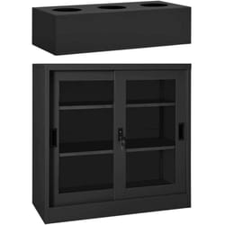 Armoire À Portes Coulissantes Avec Jardinière Anthracite Acier Vidaxl